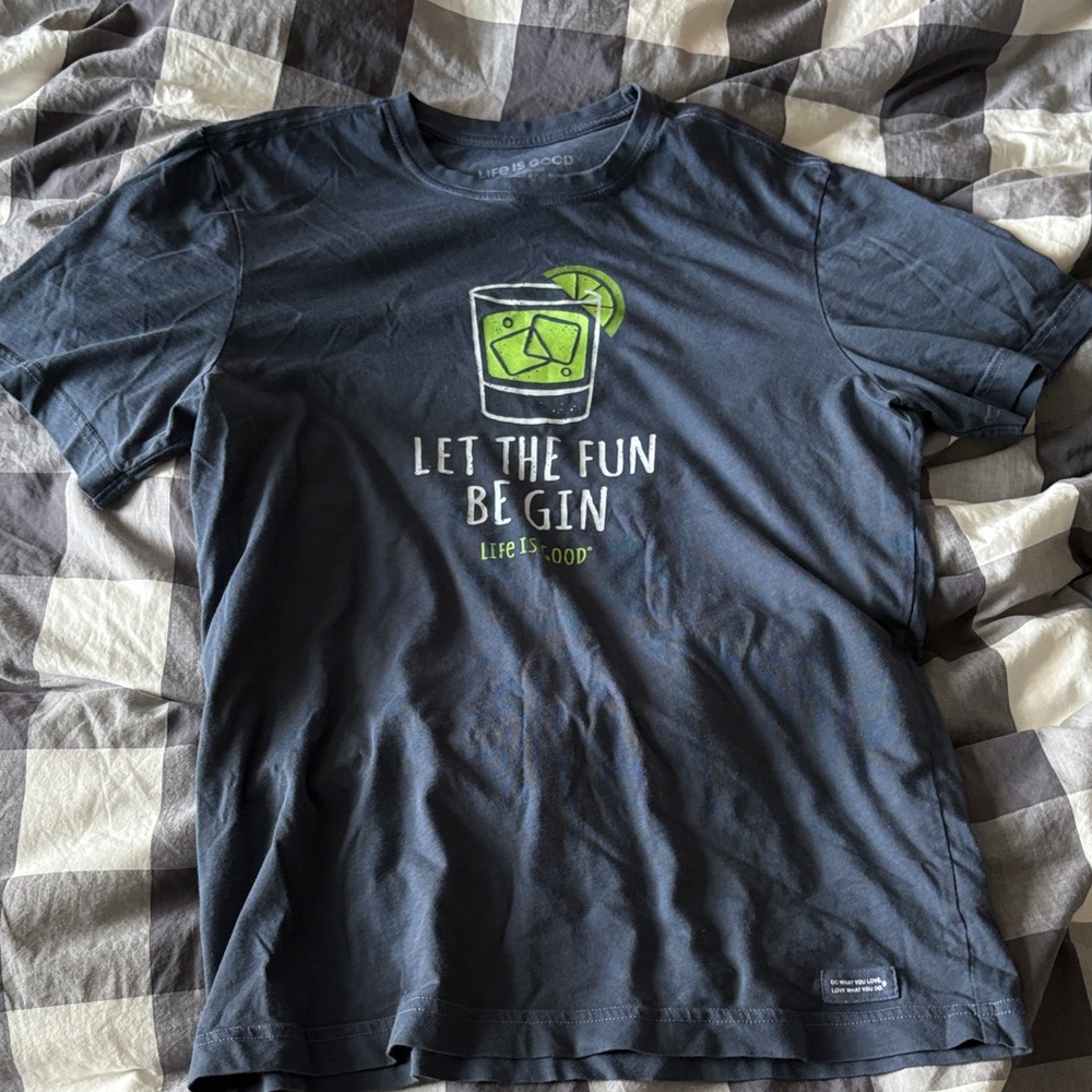 Life Is Good Navy Tee - Let the Fun Be Gin
